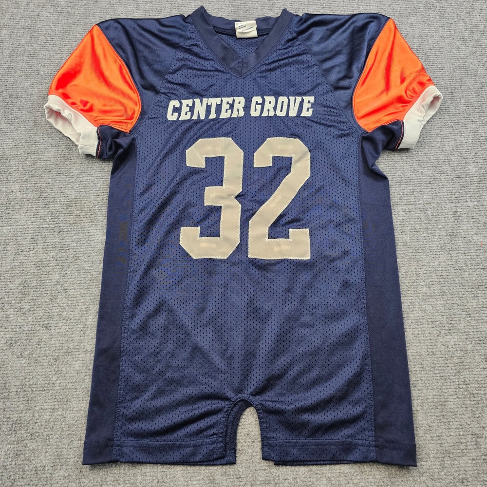 Champro Football Jersey Youth Large Blue Orange Center Grove 32 Retro Sporty